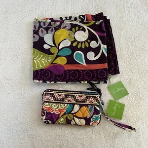 Vera Bradley Wristlet And Sarong Set Plum Crazy Retired Pattern Purple Floral  - Picture 1 of 6