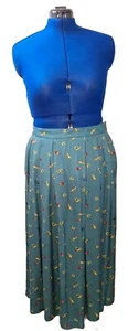 Falda larga vintage para mujer CHAUS talla 16 EE. UU. plisada con bolsillos verde rayón azul - Imagen 1 de 13