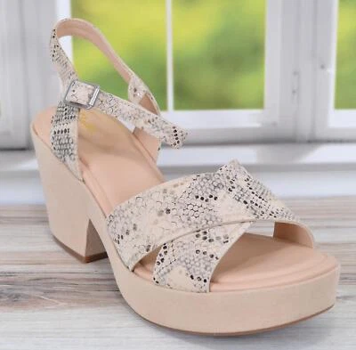 NOVAS Sandálias Plataforma Clarks MARITSA 70 TIRAS Estampa de Cobra Tamanho 9.5 TAUPE SNAKE - Imagem 1 de 4