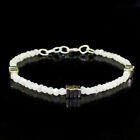 34.00 Cts Natural 7" Long Pyrite & Moonstone Faceted Beads Bracelet NK 53E103