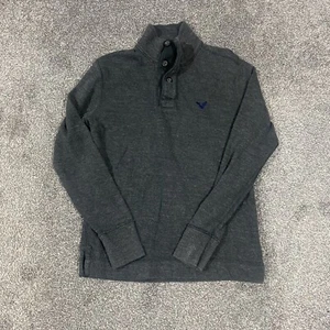 American Eagle Unisex Long Sleeve Cotton Gray Sweater Button Turtle Neck XS - Picture 1 of 10