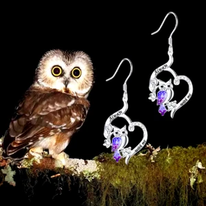 Fashion Exquisite Purple Owl Decor Heart-shaped Earrings For Girls Birthday Gift - Picture 1 of 4