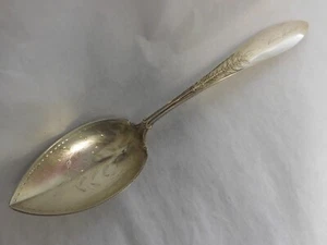 GORHAM PALM 1871 STERLING SILVER VEGETABLE SERVING SPOON BRITE CUT BOWL - Picture 1 of 11