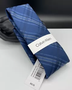 Calvin Klein Men's Polyester Tie ~ Blue ~ Plaids & Checks ~ NEW MSRP: $69.50 - Picture 1 of 3