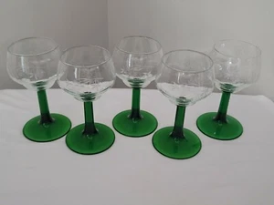 Green Stem Elegant Glassware 0.2l Etched Grapes Set/5 German? - Picture 1 of 6