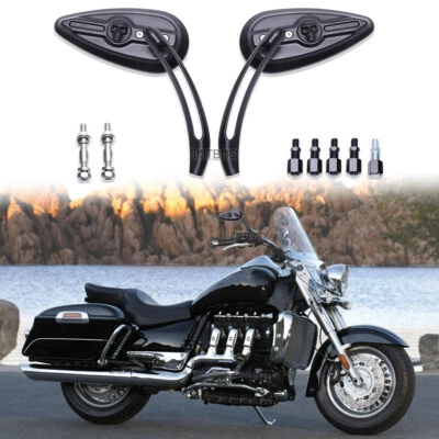 Motorcycle Skull Rear Mirrors For Triumph Rocket III Touring Classic Roadster - Image 1 of 4
