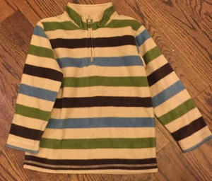 Gymboree Small 5 6 Fleece Sweater Blue Brown Green Striped Boy Fall Winter EUC - Picture 1 of 6