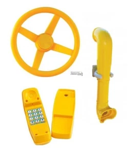 Yellow Playground Accessories Kit Steering Wheel Telephone Periscope Cubbyhouse - Picture 1 of 4