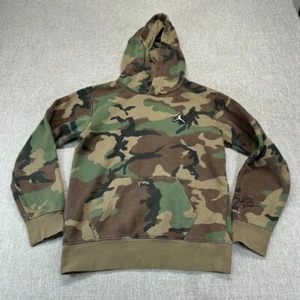 Vintage Nike Jordan Hoodie Boys Large 12-13 Green Camouflage Pullover Fleece - Picture 1 of 8