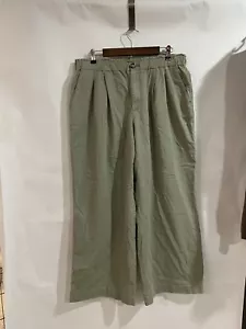 Loft Size LP Pants Gray-green Wide Leg Elastic Waist - Picture 1 of 7