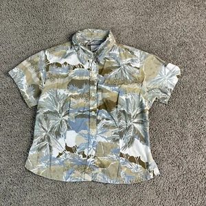 VINTAGE Columbia Shirt Womens Petite Small Hawaiian Tropical Cotton Button Up - Picture 1 of 9