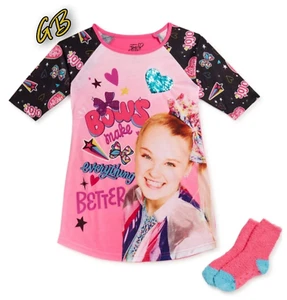 2pc JoJo Siwa Girls Pajamas Nightgown Sleepwear With Cozy Socks Sizes 4/5-10/12 - Picture 1 of 4