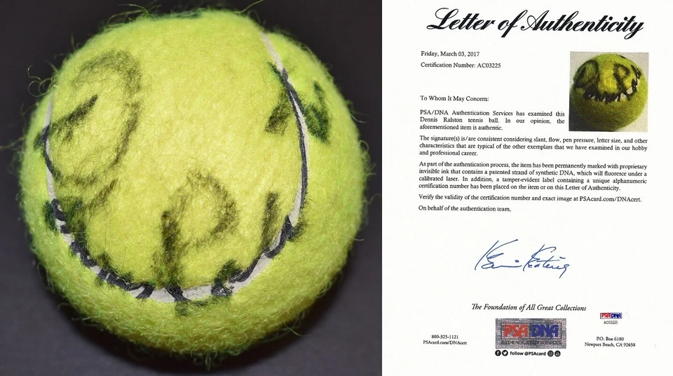 Pelota de tenis Penn autografiada firmada por Dennis Ralston - miembro del Salón de la Fama - PSA/DNA Foto 1 de 1