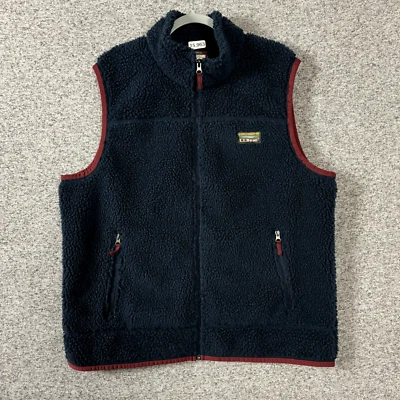 L.L. Bean Men's Size XL Regular Blue Mountain Pile Sherpa Fleece Full Zip Vest - Image 1 of 4