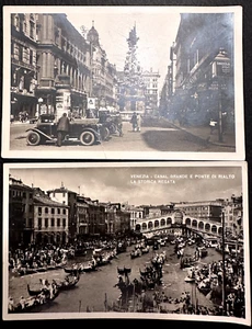 TWO VINTAGE EUROPEAN RPPC- AUSTRIA STREET SCENE & VENICE ITALY REGATTA POSTCARDS - Picture 1 of 15