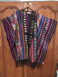 Anthropologie Staring At Stars Damen Poncho Oberteil Sweatshirt bunte Bluse - Bild 1 von 8