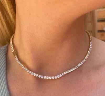 Gargantilla de tenis de diamantes simulados de 8,00 quilates de 4 mm enchapado en oro amarillo de 14 k Foto 1 de 3