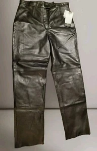 New With Tags Siena Studio Genuine Lined Leather Pants Black WOMENS SIZE 12 - Picture 1 of 4