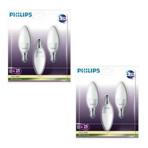 Philips 4W LED Candle  Light E14 SES Bulbs Soft Warm White for Homes - Picture 1 of 11