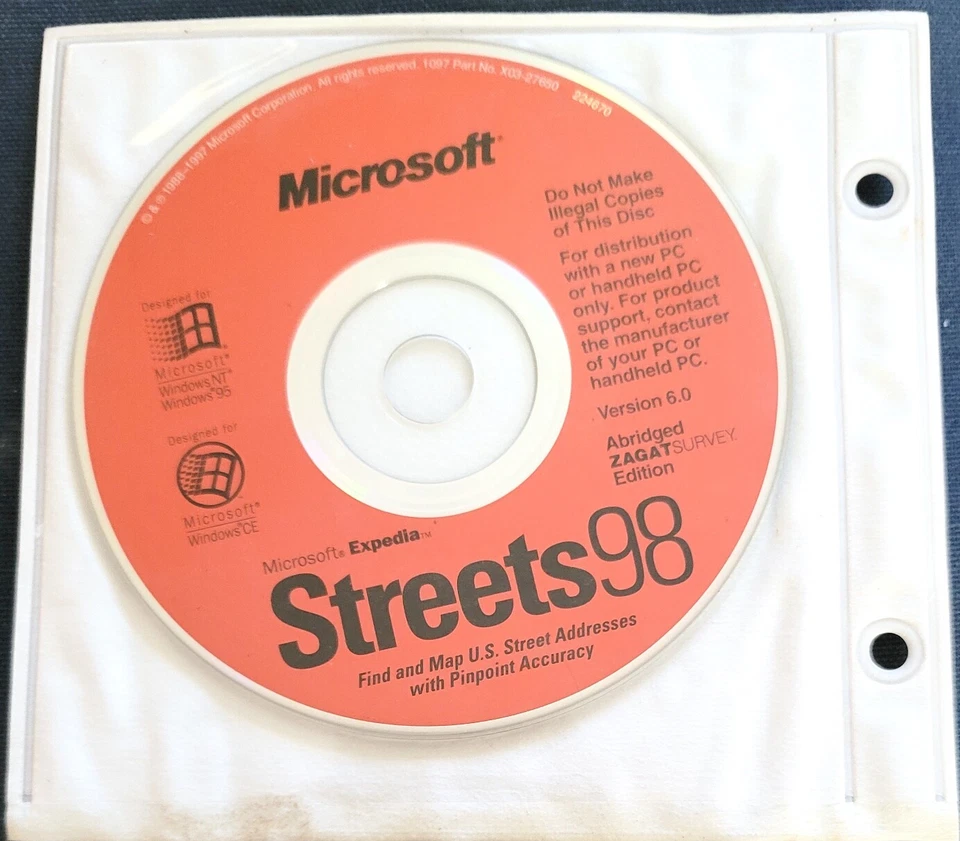 CD-ROM Microsoft Expedia Streets 98 (sin llave) Foto 1 de 1