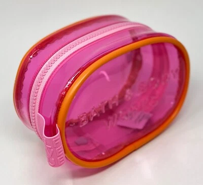 NOVA BOLSA DE BELEZA MAQUIAGEM TRANSPARENTE ROSA GELÉIA BATH & BODY WORKS BOLSA COSMÉTICA CLUTCH - Imagem 1 de 4