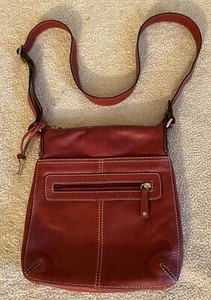Fossil Wine Burgundy Red Pebble Leather Crossbody Shoulder Bag Purse Key Charm - Picture 1 of 22
