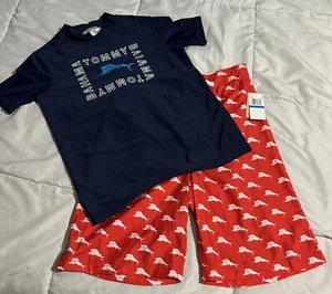 Tommy Bahama Kids Big Boys 2 Piece Swim Set Trunks UPF 50 Shirt Size L Red New - Picture 1 of 16
