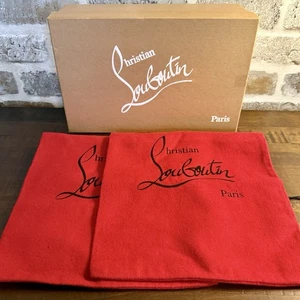 Christian Louboutin EMPTY Shoe Box 11" x 7" x 4" & Two Red Drawstring Dust Bags - Picture 1 of 12