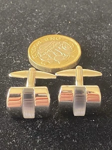 Modern silver tone smoky glass cufflinks - Picture 1 of 4