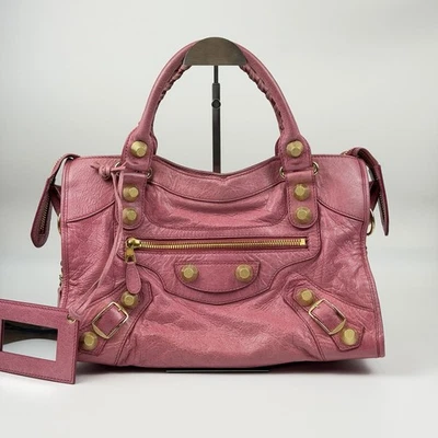 Auténtico Bolso de Mano Balenciaga The Giant City Cuero Rosa 2 Vías Bolso de Hombro v75 Foto 1 de 4