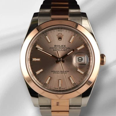 Rolex 41mm Datejust Rose Gold/Steel Everose Gold Sundust Dial Mens Watch 126301 - Image 1 of 4