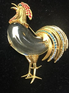 TRIFARI ALFRED PHILIPPE JELLY BELLY BUNTE STRASS HAHN BROSCHE ANSTECKNADEL - Bild 1 von 16