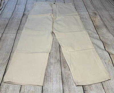 VTG 90s Stan Ray Carpenter Pants Cream Canvas Painter Workwear USA 40 x 30 TbA1 - Image 1 of 4