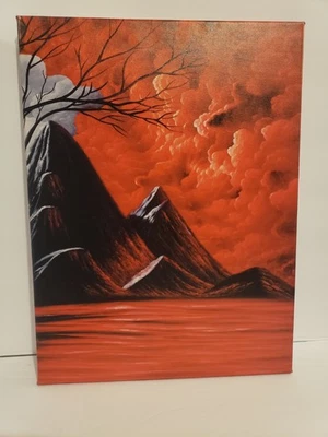 12x20 Inch Black Red Abstract Landscape Art Canvas Print Wall Decor  - Image 1 of 4