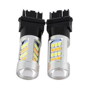 Sturdy 2x Dual Color 3157 LED Turn Signal Parking Light Bulb WhiteAmber - Picture 1 of 22