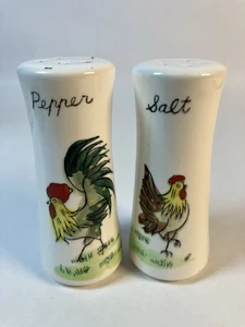 Vintage Keramik Hahn und Henne Salz und Paprika, Japan, mit Korken - Bild 1 von 9