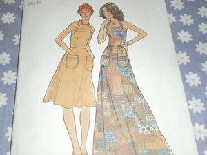 VTG 70's SIMPLICITY 7539 MISSES HALTER DRESS IN 2 LENGTHS PATTERN-CUT-12/34 - Picture 1 of 3