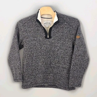 ORVIS Classic Collection Men's XL Gray Fleece Lined 1/4 Zip Pullover Sweater - Image 1 of 4