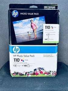 HP Photo Value Pack 4x6 Glossy 110 TriColor Cartridge EXP 10/2010 8/2011 Qty 2 - Picture 1 of 8