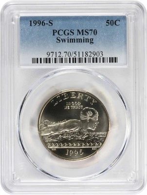 1996-S Swimming Olympic Commemorative Half MS70 PCGS Mint State 70 - Image 1 of 2