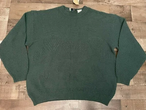 NWT NORTHERN REFLECTIONS Textured Long Sleeve Sweater Green Sz XL Cotton Unisex - Picture 1 of 10