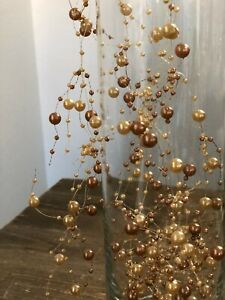 Pearl Beaded Garland Champagne/Gold 5ft, DIY Floating Pearls, Table Garland