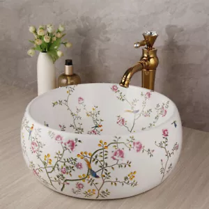 Combo de fregadero de cerámica lavabo lavabo dorado grifo mezclador de grifo drenaje - Imagen 1 de 10