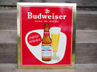 Vintage 1950's BUDWEISER Tin Over Cardboard Advertising Beer Sign Anheuser NOS