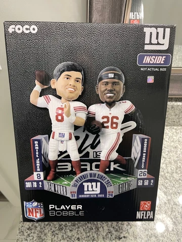 Daniel Jones & Saquon Barkley New York Giants First Playoff Win Dual Bobblehead Cover