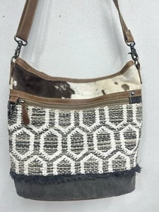 Myra Bag Crossbody Cowhide Fur Purse Leather Strap Boho Western Festival Cowgirl - Picture 1 of 11