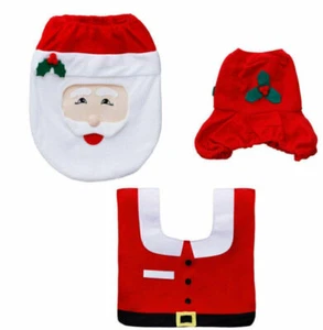 Weihnachtsmann Badezimmer Set WC WeihnachtenDeko Toilettenmatte Toilettenbezug - Bild 1 von 8