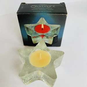 Vintage Avon 1980 Starbright Duftkerze Floral Medley White Star Glas Neu im Karton - Bild 1 von 3