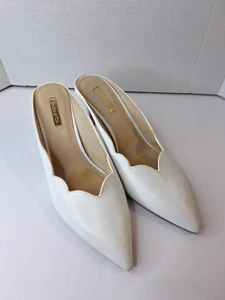 LOUISE ET CIE Kirina White Leather Slip On Mules Sz 11M Career Mob Wife Office - Picture 1 of 10