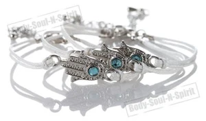 3 bracelet à cordon BLANC contre le HAMSA Kabbale bijoux porte bonheur - Imagen 1 de 2
